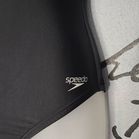 Speedo Women's, Racerback Athletic Training One Piece Swimsuit, Black, 6 - Picture 3 of 8